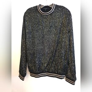 Men's Black and Gold Sequin Crewneck Sweater MAYER, By: ROSS MATT